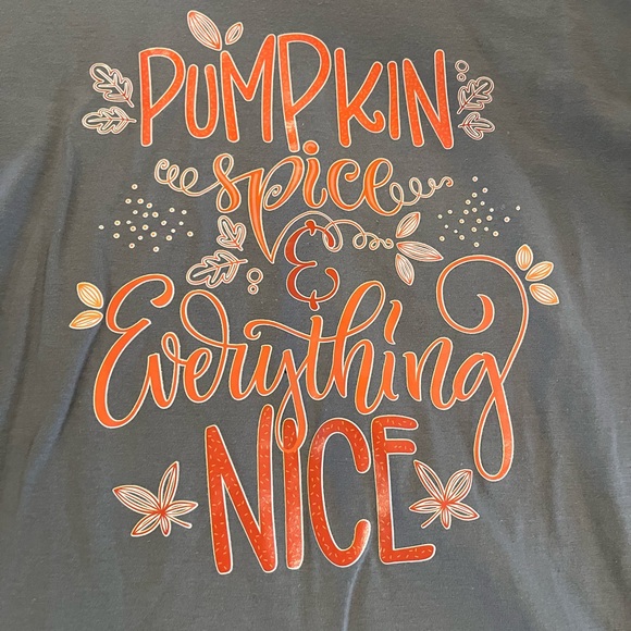 Gray Tee with Pumpkin Spice Graphic Orange Print - Picture 1 of 3